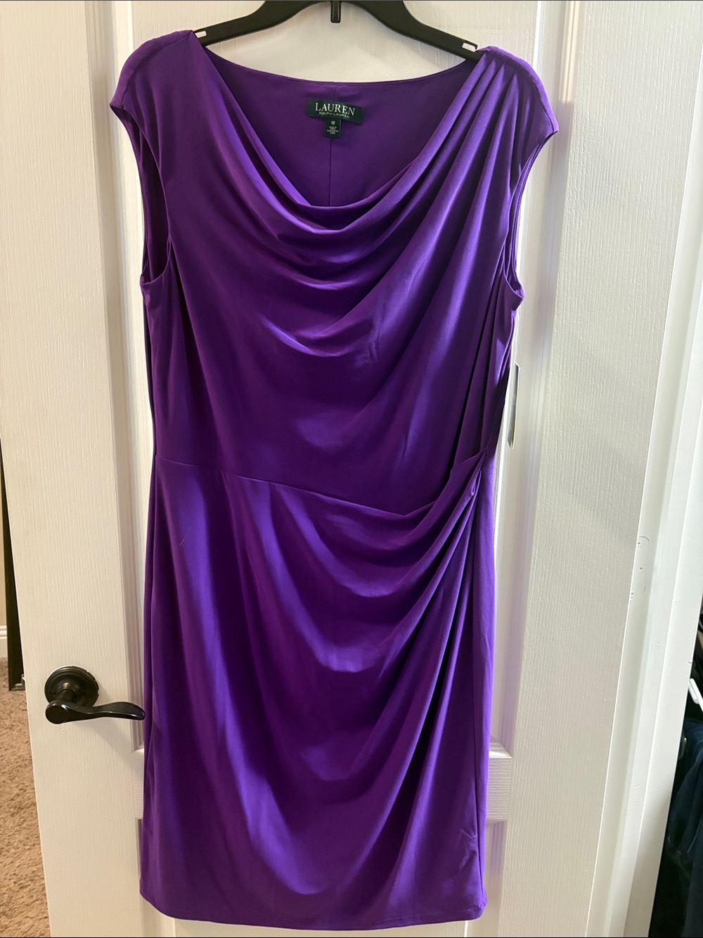 Lauren Ralph Lauren Violet Draped Cowl-Neck Midi Dress